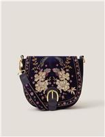 Velvet Floral Embroidered Cross Body Bag