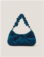 Velvet Ruched Shoulder Bag