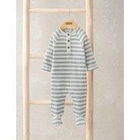 Mamas & Papas Pure Cotton Ribbed Striped All In One (0-12 Mths) Blue
