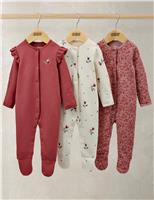 3pk Pure Cotton Floral Sleepsuits (0-24 Mths)