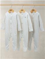 3pk Pure Cotton Cloud Sleepsuits (0-24 Mths)