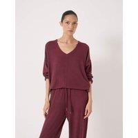 HUSH V-Neck Soft Touch Top Burgundy