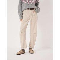 HUSH Cord Barrel Leg Ankle Grazer Trousers Stone