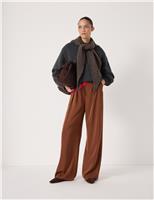 Satin Twill Pleat Front Wide Leg Trousers