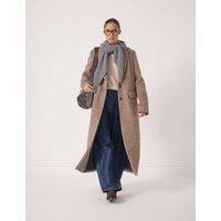 HUSH Wool Rich Textured Longline Coat Light Grey Mix
