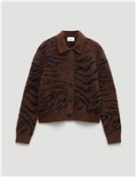 Alpaca Blend Jacquard Tiger Shirt Jacket