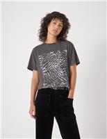 Pure Cotton Foil Animal Print T-Shirt