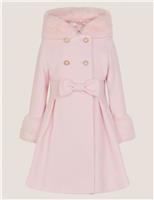 Hooded Faux Fur Trim Coat (3-13 Yrs)