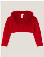 Fluffy Detachable Collar Cardigan (0-36 Mths)