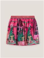 Satin Christmas Print Skater Skirt (5-13 Yrs)