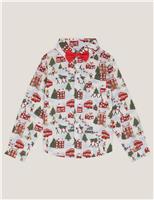 Christmas Print Shirt with Bow Tie (2-13 Yrs)