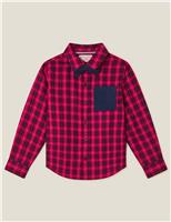 Pure Cotton Tartan Shirt and Bow Tie (2-13 Yrs)