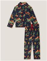 Jersey Christmas Dinosaur & Santa Pyjamas (2-13 Yrs)
