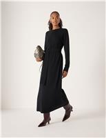Pure Wool Belted Midi Jumper Dress