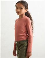 Cotton Rich Ribbed Ruched T-Shirt (4-14 Yrs)