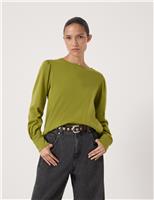 Pure Cotton Jersey Puff Sleeve Top