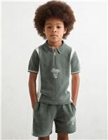 Pure Wool Side Stripe Half Zip Polo Shirt (3-14 Yrs)