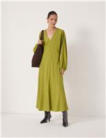 V-Neck Midi Waisted Dress
