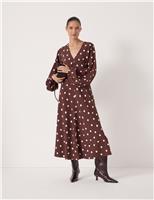 Polka Dot V-Neck Midi Waisted Dress
