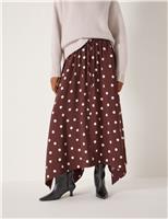 Polka Dot Midaxi Asymmetric Skirt