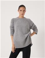 Pure Wool Textured Crew Neck Jumper
