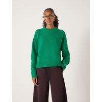 HUSH Pure Wool Textured Crew Neck Jumper Green