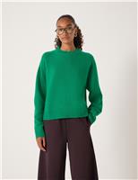 Pure Wool Textured Crew Neck Jumper