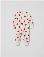 Cotton Rich Heart Print Sleepsuit (0-4 Yrs)