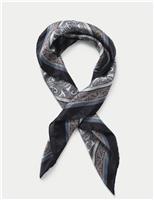 Printed Paisley Blue and White Scarf