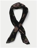 Black Floral Print Scarf