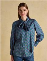 Geometric Tie Neck Blouse