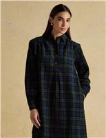 Pure Cotton Cord Checked Shirt Dress