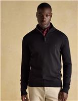 Pure Cotton Funnel Neck Half Zip Jumper