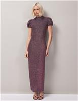 Sparkly High Neck Midi Column Dress