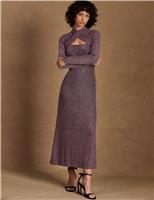 Sparkly Cut Out Detail Midaxi Column Dress