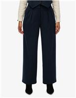 Pinstripe Elasticated Waist Wide Leg Trousers