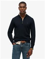 Superdry & Co Slim Fit Pure Cotton Half Zip Jumper Dark Blue