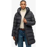 Superdry & Co Hooded Padded Longline Puffer Jacket Dark Grey