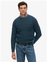 Superdry & Co Textured Crew Neck Raglan Jumper Navy