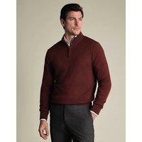 Charles Tyrwhitt Pure Wool Half Zip Jumper Dark Orange