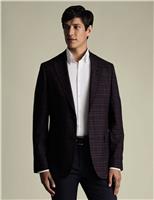 Charles Tyrwhitt Slim Fit Wool Blend Check Blazer Taupe