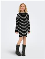 Striped Ribbed Knitted Jumper Dress (7-14 Yrs)