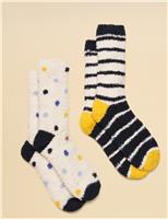 2pk Patterned Fluffy Socks