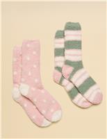 2pk Patterned Fluffy Socks