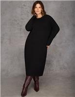 Crew Neck Midi Jumper Dress with Wool