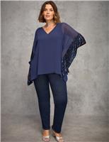 Jersey Sequin Overlay V-Neck Top