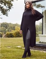 Cotton Blend Roll Neck Tunic with Cashmere