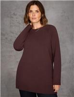 Cotton Blend Textured Split Hem Longline Jumper