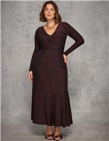 Jersey Sparkly Ruched Midaxi Skater Dress