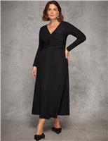 Jersey Sparkly V-Neck Midaxi Skater Dress